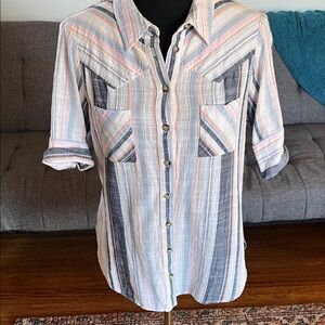 XiRENA Multicolor Striped Casual Shirt size S